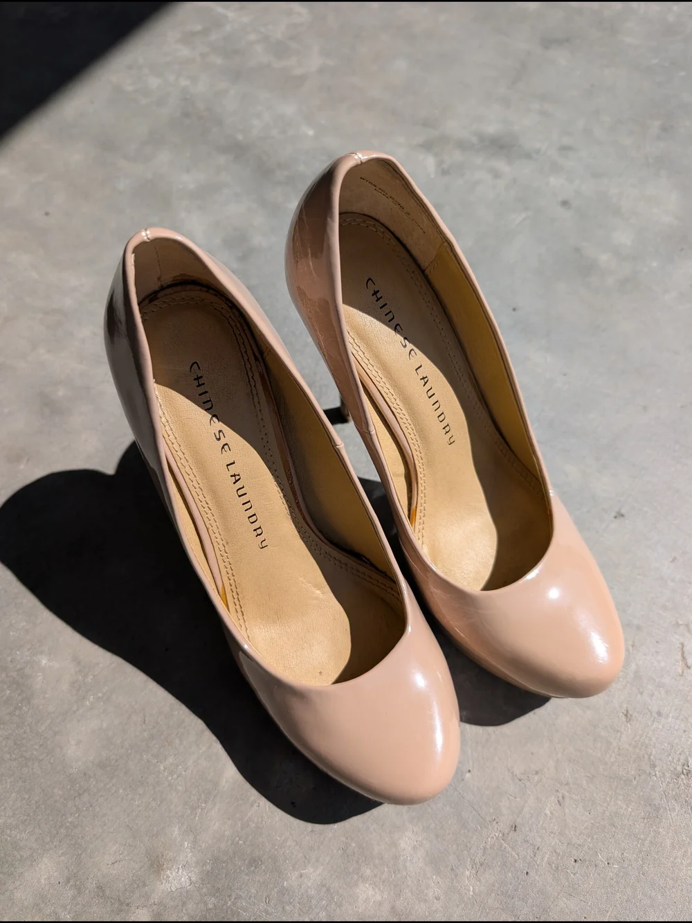 Chinese Laundry Nude Patent Round-Toe High Heels